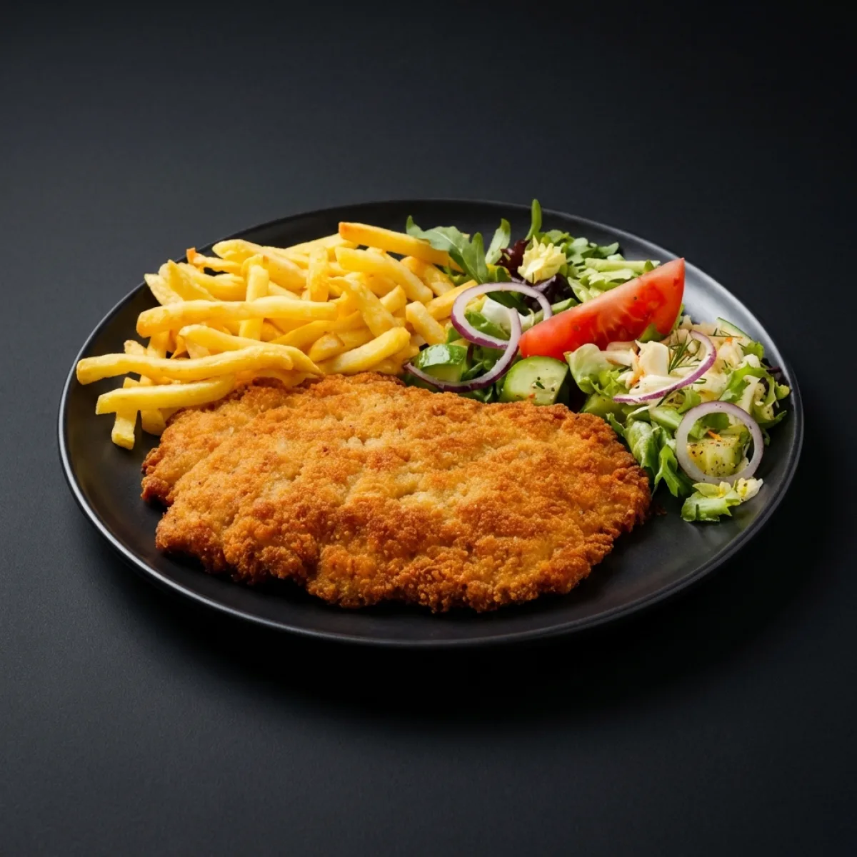 SNITEL DE PORC PANE CU CARTOFI PRAJITI